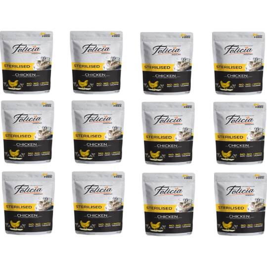 Felicia Tahılsız 85 gr Pouch Sterilised Tavuklu Yaş Kedi Maması 12 Adet