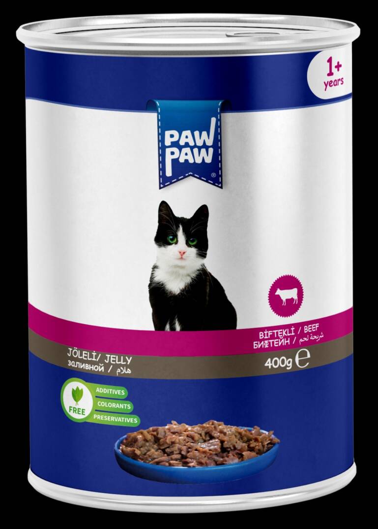 Paw Paw Joleli Biftek Etli Yetişkin Kedi Konservesi 400Gr 24'lü - 1
