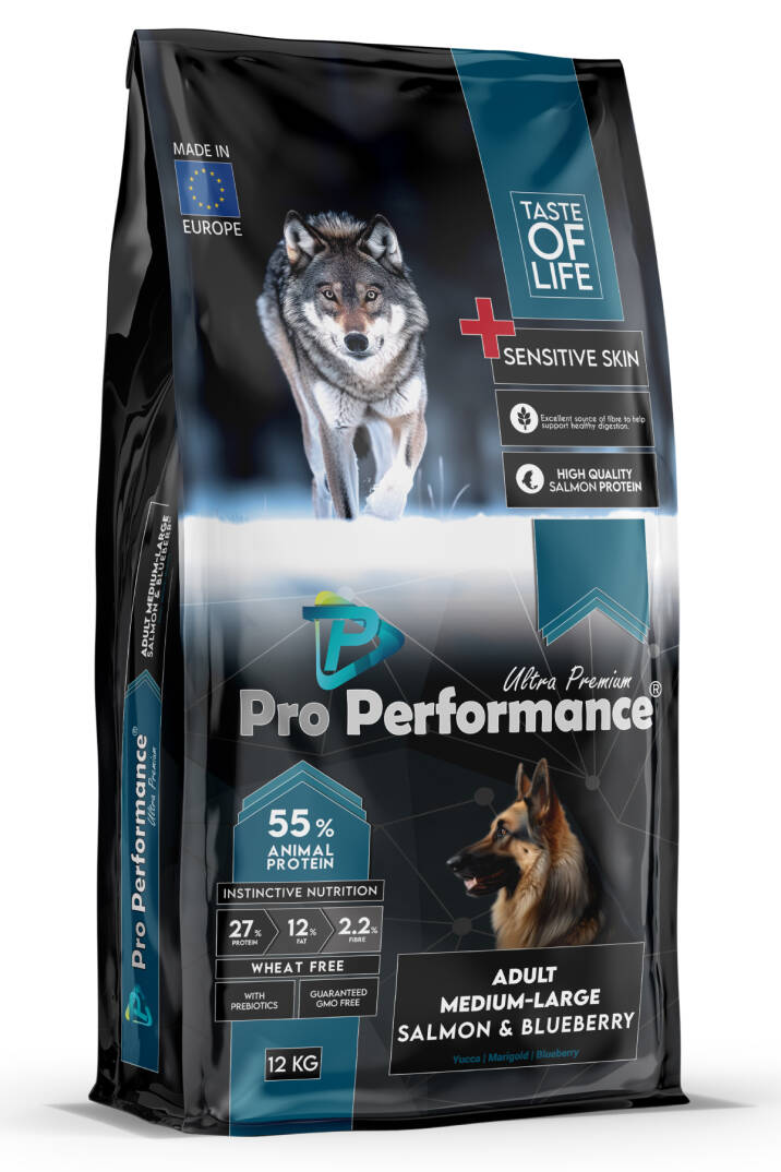 Pro Performance Somonlu ve Yaban Mersinli 12 kg Orta ve Büyük Irklar için Yetişkin Köpek Maması - 1