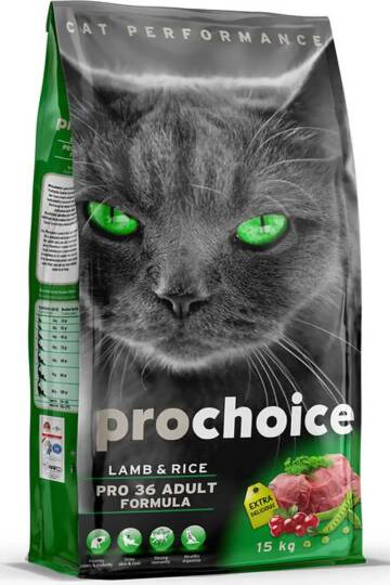 Prochoice Pro 36 Kuzu Etli ve Pirinçli 15 kg Yetişkin Kedi Maması