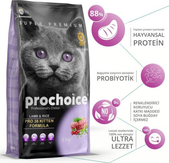 Prochoice Pro 38 Kitten Kuzu Etli 15 kg Yavru Kedi Maması