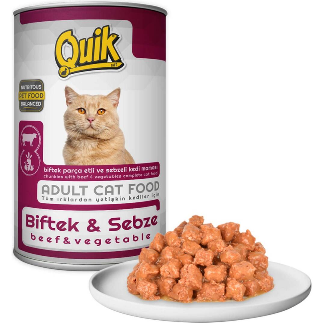 Quik Kedi 415 gr Biftek-Sebze Konserve 24 Adet - 2