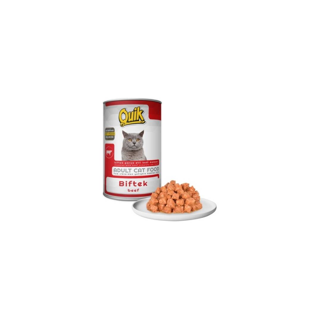 Quik Kedi 415 gr Biftekli Konserve 24 Adet - 1